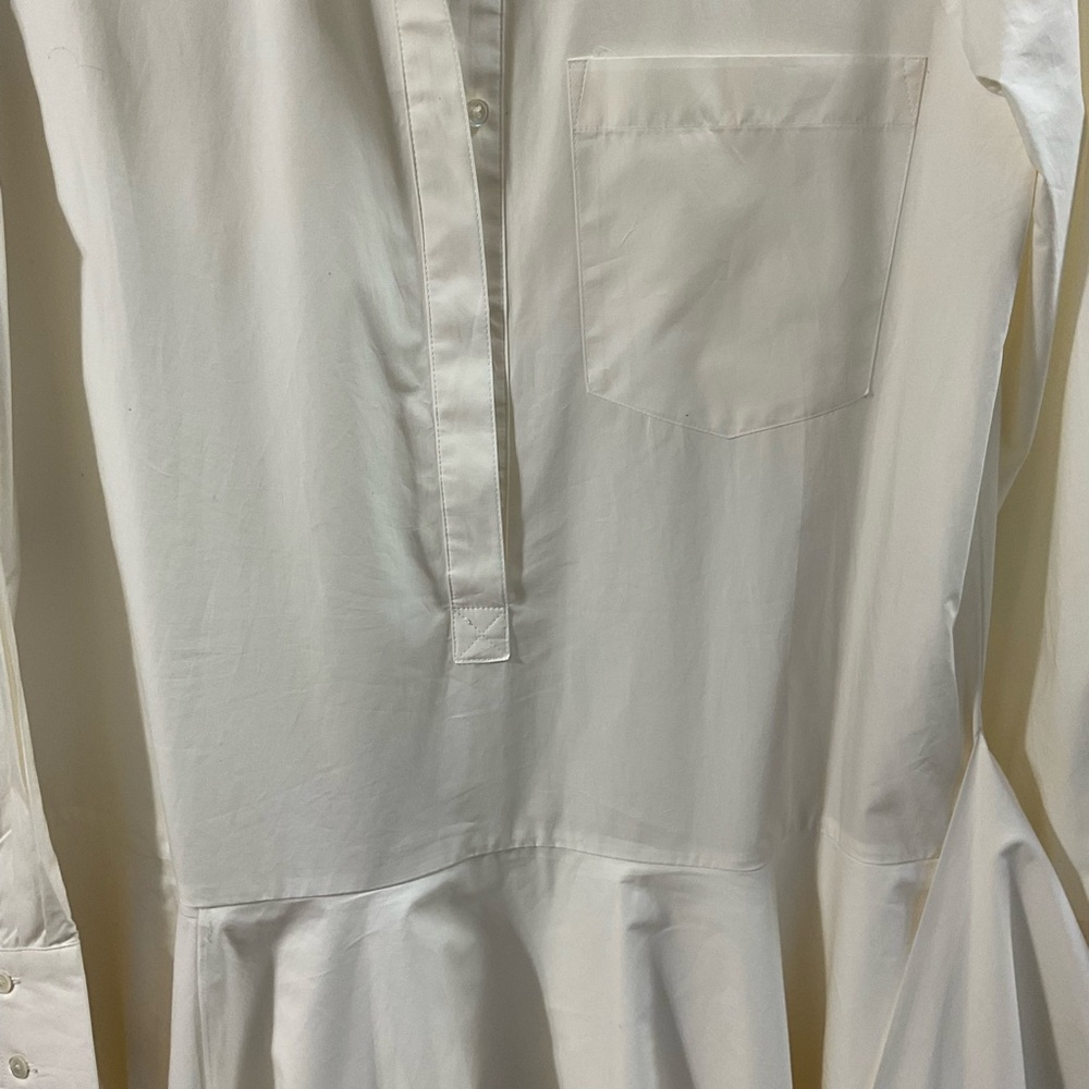 Derek Lam 10 Crosby White Tie-Front Shirt Dress | Peplum Hem ,Chic Minimalist LG - Picture 14 of 16